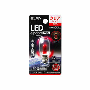 LDT1CR-G-E12-G107_1765100_LEDナツメ球 E12 クリアレッド_ELPA(エルパ・朝日電器)